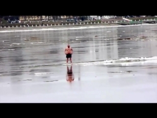 a naked man on an ice floe. well, let mom find him and take him.